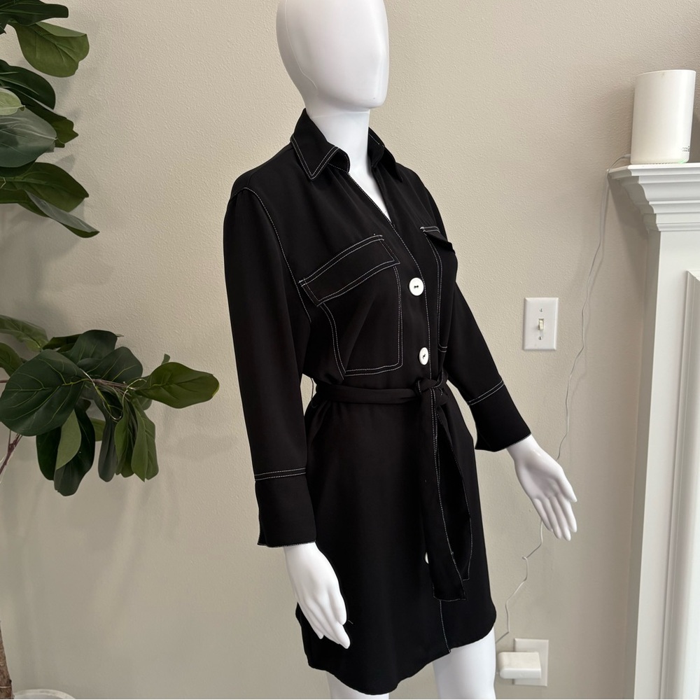 Zara Basic Button Down Shirtdress Size Small Blac… - image 5